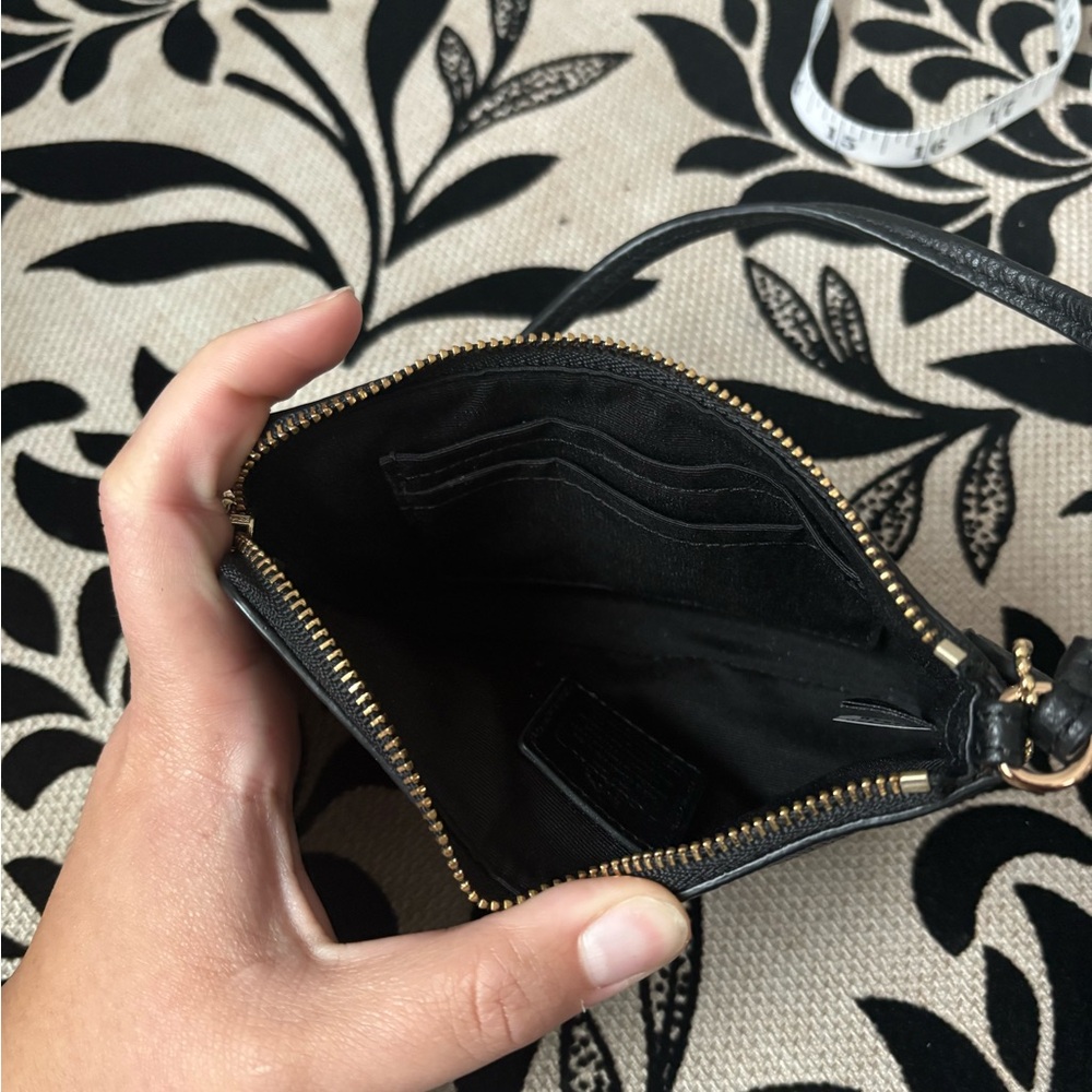 Coach Pebbled Black Leather Wristlet - Picture 2 of 4